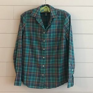 J. Crew lightweight plaid shirt, size 0